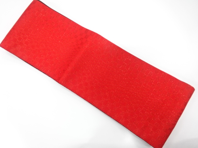 市松・絣柄織り出し　リバーシブル半幅帯